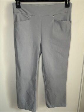 PGA Tour Women’s Gray Capri Trousers Straight Leg Pull-On Activewear Golf Pants
